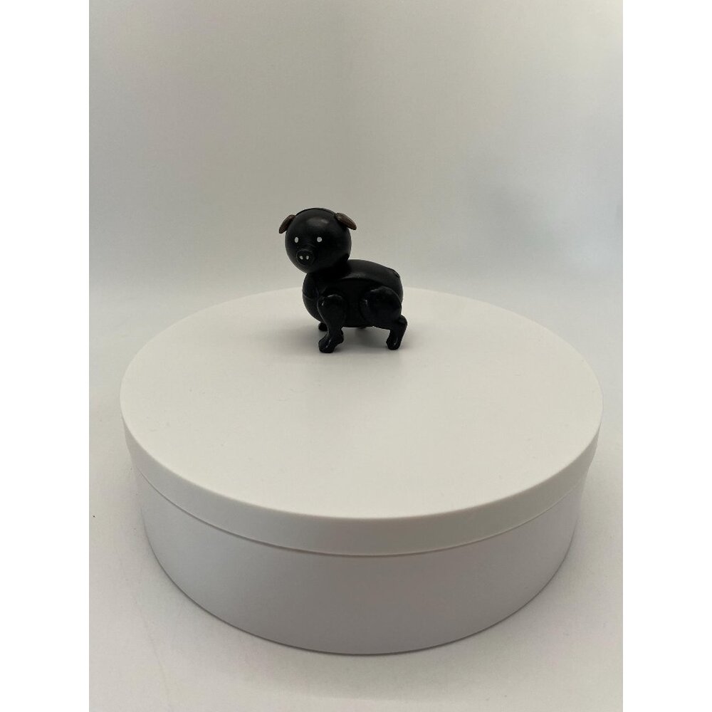 Vintage 70s Fisher-Price Play Family Farm Animal Black Pig Toy - Pig Figurine